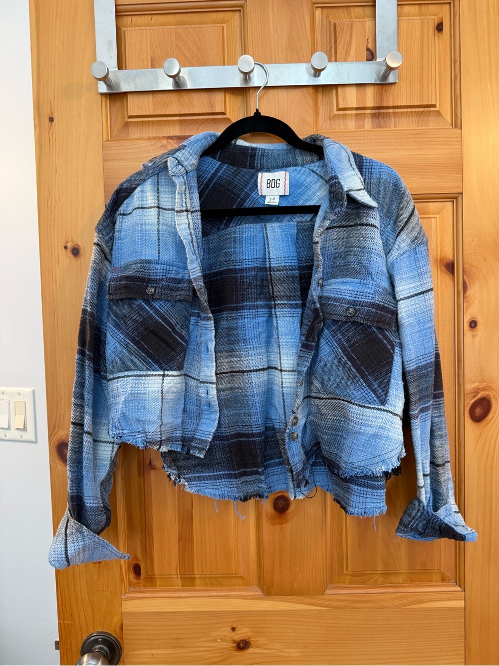 BDG Light and Dark Blue Plaid Flannel Shirt